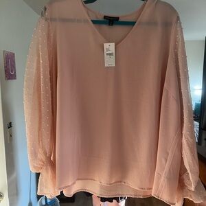 Lane Bryant Orange and Pink Relaxed Blouse 3/4 Sleeve